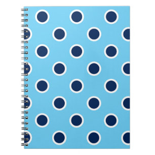 Himmel-Blau-gewundenes Notizbuch mit Marine-Tupfen Notizblock