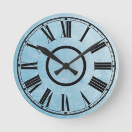 Himmel-Blau-Uhr verwitterte Effekt-römische Zahlen Runde Wanduhr