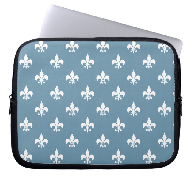 Himmel-Blau-und Weiß-Lilien-Muster Laptopschutzhülle (Vorderseite)