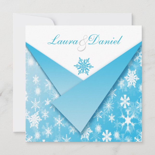 Himmel-Blau-und Weiß-Schneeflocken, die Einladung (Vorderseite)
