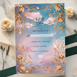 Himmel der Liebe Goldene Blume Hochzeit RSVP Karte