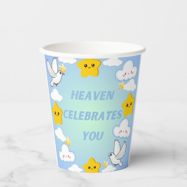 Himmel feiert Sie Christlich Pappbecher (Vorderseite)