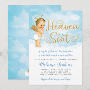 Himmel gesendete Engels-Jungen-Babyparty-Einladung Einladung