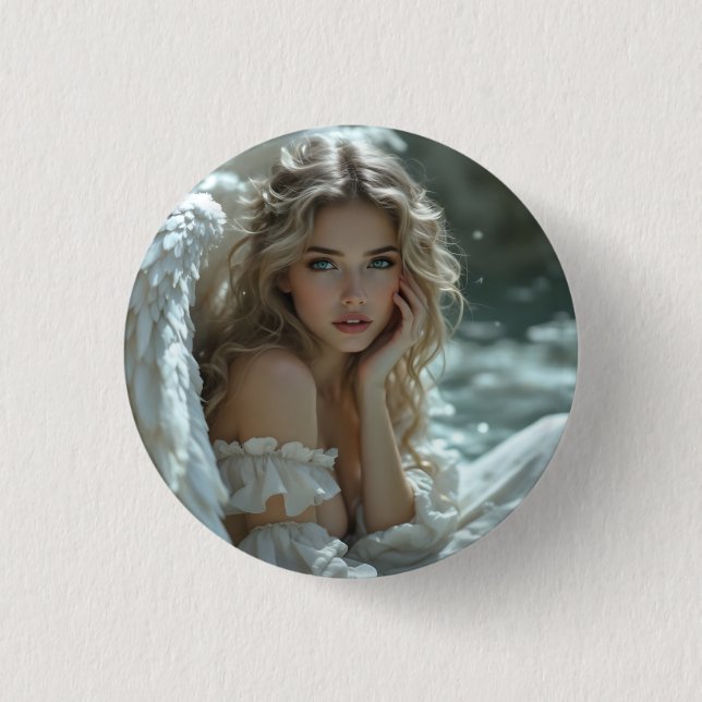 Himmel in den Augen: Engel des ruhigen Wunders Button (Vorderseite)