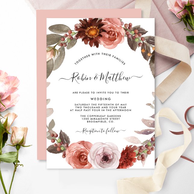 Himmel in Rose, Blütenhochzeit in Burgund Einladung (Von Creator hochgeladen)