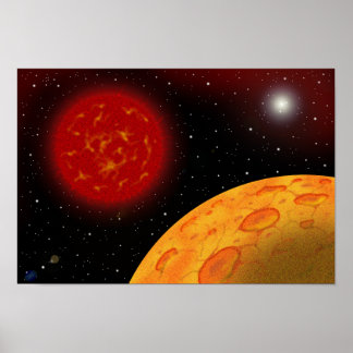 Himmel mit einem roten Zwergstern, der darin schwe Poster