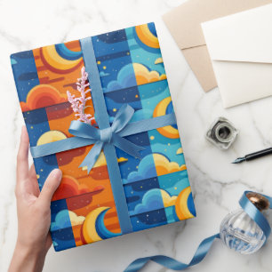 HIMMEL MOND NACHT WOLKEN GESCHENKPAPIER