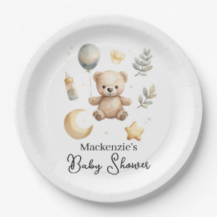Himmel-Teddybär-Aquarell-Baby-Party Pappteller