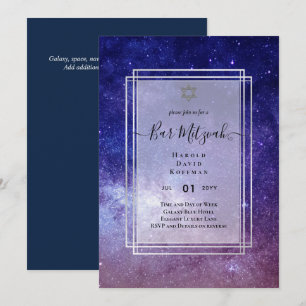 Himmel Über BAR MITZVAH Galaxie Blau Gold Elegant Einladung