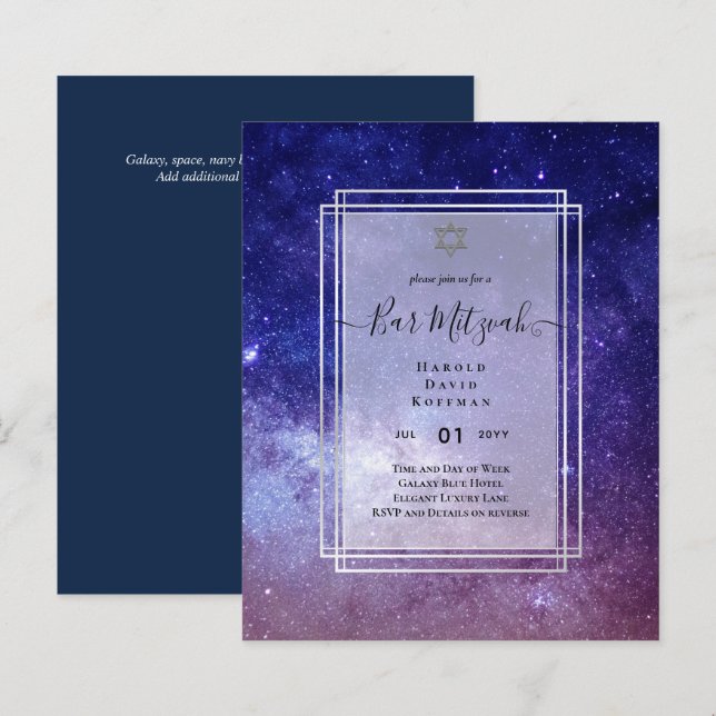 Himmel über BAR MITZVAH Galaxy Blue Gold Elegante (Vorne/Hinten)