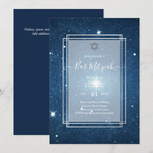 Himmel über BAR MITZVAH Galaxy Blue Gold Elegante Einladung