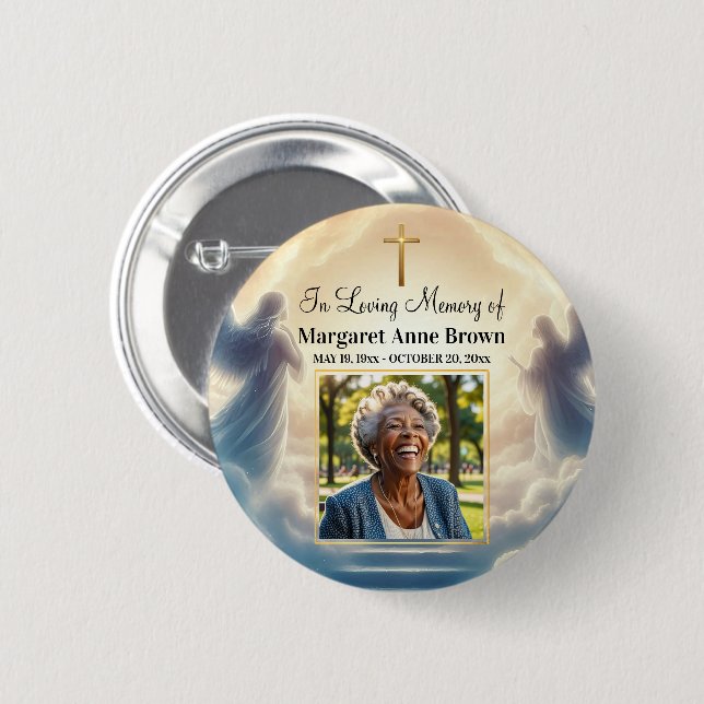 Himmel- und Engelsfeier des Lebens Foto Button (Vorne & Hinten)