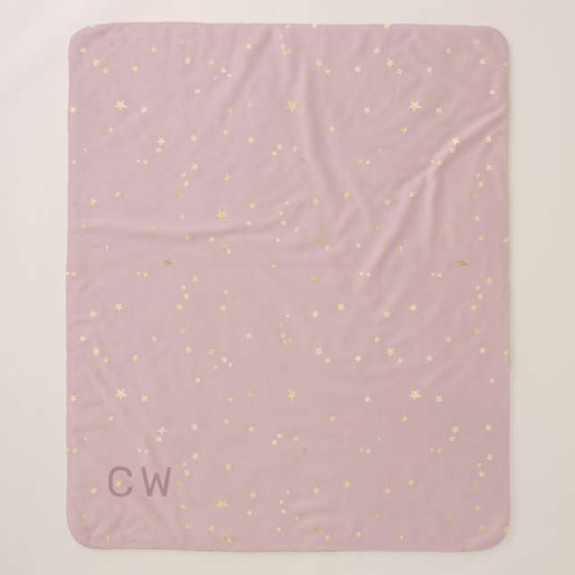 Himmel und goldene Sterne minimalistisch Sherpadecke (Vorderseite)