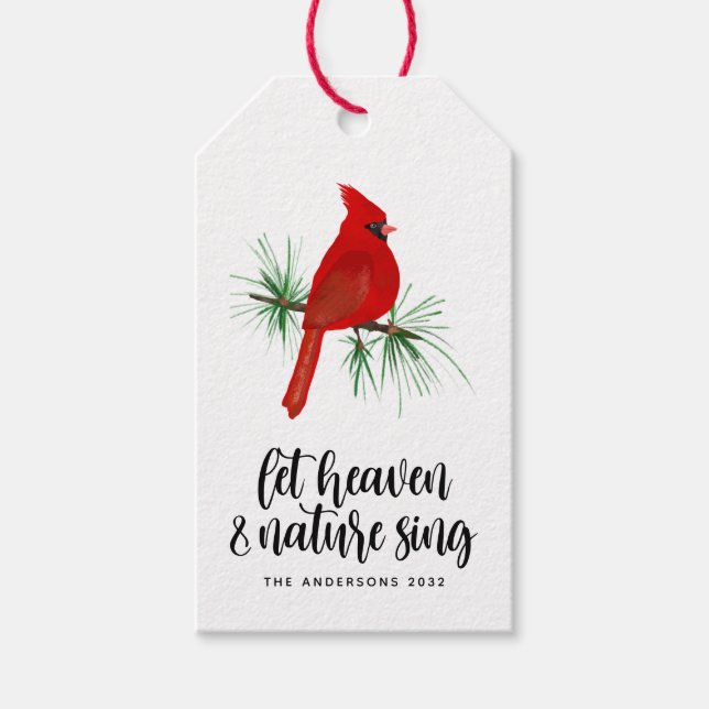 Himmel und Natur Sing Kardinal Weihnachten Geschenkanhänger (Vorderseite)