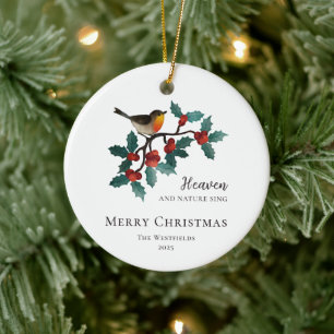 Himmel und Natur singen Weihnachtslied auf Stechpa Keramik Ornament