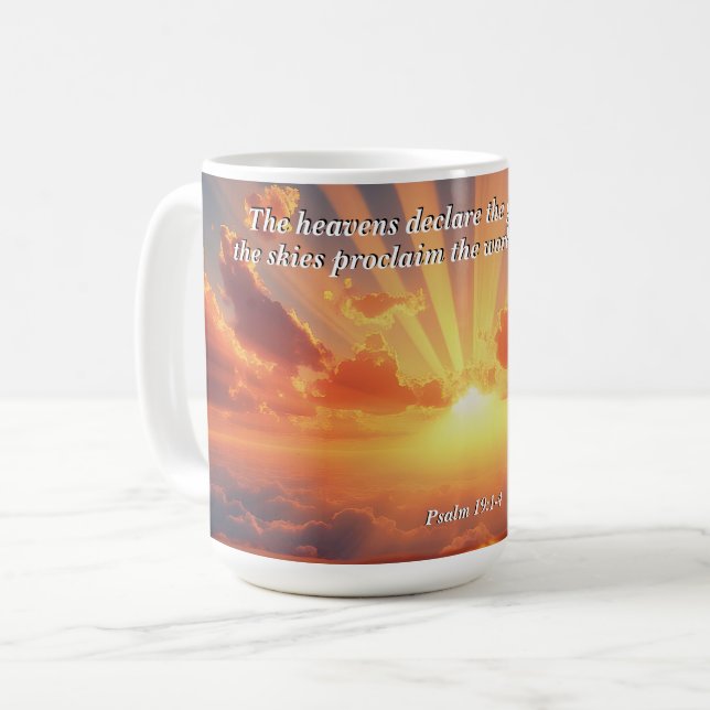 Himmel verkünden den Ruhm: Gott & Schöpfung Verse Kaffeetasse (Vorderseite Links)
