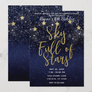 Himmel voller Sterne Sternennacht Gold Blau Party Einladung