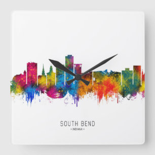 Himmel von South Bend Indiana Quadratische Wanduhr
