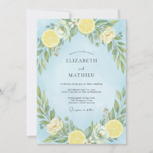 Himmel-Zitrone-Zitrus-Weiche-Eukalyptus-Hochzeit Einladung