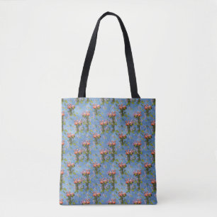 Himmelblau bewölkt und Flamingos Wiederholungsdruc Tasche