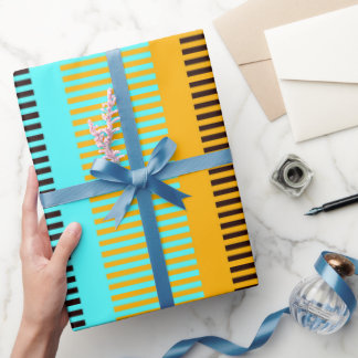 Himmelblau Gelb Braun Gestreifte Gesichtsmaske Geschenkpapier