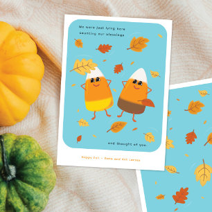 Himmelblau Gemischtes Candy Corn Paar Herbst Feiertagskarte