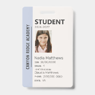 Himmelblau gestreifte Homeschool-Schüler-ID-Karte Ausweis