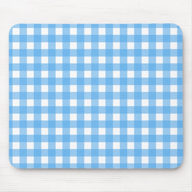 Himmelblau Gingham Mousepad (Vorne)
