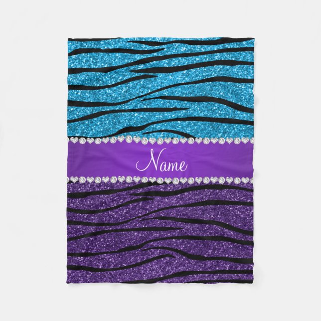 Himmelblau-Glitter Zebrastreifen des individuellen Fleecedecke (Vorderseite)