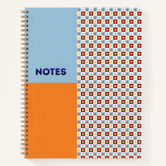 Himmelblau-orangefarbene Sonnenstrahl-Karo-Notizbu Notizbuch