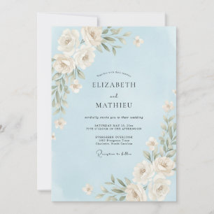 Himmelblau Rosenhochzeit Einladung