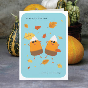Himmelblau   Schokolade Candy Corn Couple   Fall Feiertagskarte