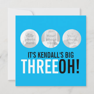 Himmelblau schwarz 30. THREEOH! Foto Geburtstag Einladung