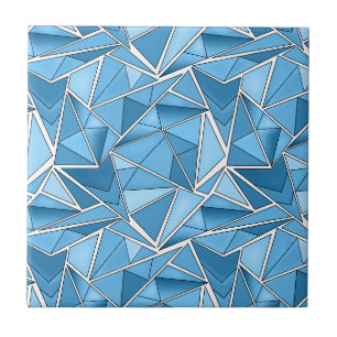 Himmelblau und blaue geometrische Formen Muster mo Fliese