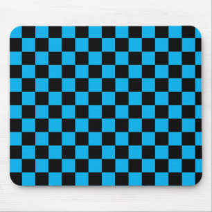 Himmelblau und schwarzes Karomuster Mousepad