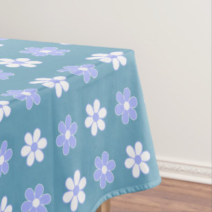 Himmelblau und weiße Blumen auf Blau Tischdecke