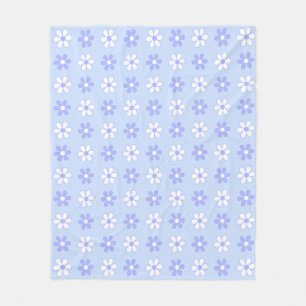 Himmelblau und weiße Blumen auf Hellblau Fleecedecke