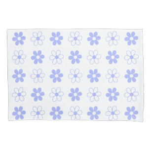 Himmelblau und weiße Blumen auf Weiß Kissenbezug