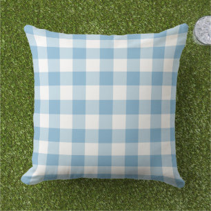 Himmelblau-weiß kariert Gingham-Karo Kissen