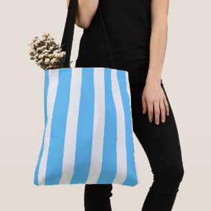 Himmelblau-weiße Cabana-Streifen Tasche
