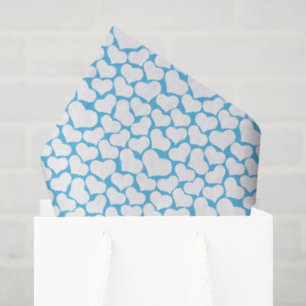 Himmelblau Weiße Herzen Glückliches Design Seidenpapier