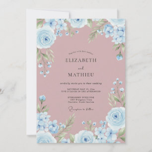Himmelblaue Blumenhochzeit Einladung