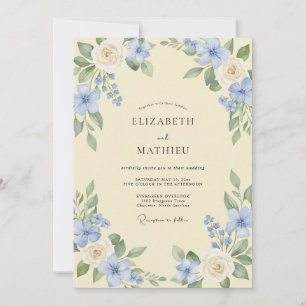 Himmelblaue Blüten-Hochzeit Einladung