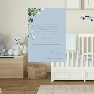 Himmelblaue Danksagungskarte für Baby Shower mit E Dankeskarte