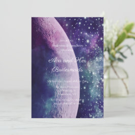 Himmelblaue Galaxie Mond Brautjungfern-Luncheon Einladung