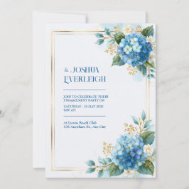 Himmelblaue Hortensien Goldene Hochzeit Einladung