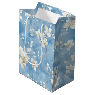 Himmelblaue hübsche weiße Blumen Brautparty Mittlere Geschenktüte