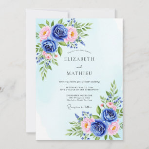 Himmelblaue polierte botanische Hochzeit Einladung