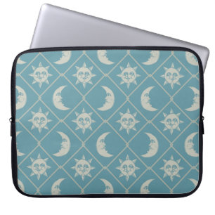 Himmelblaue Sonne und Mond Laptopschutzhülle
