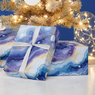 Himmelblauer Achat   Abstraktes Galaxie-Steinmuste Geschenkpapier